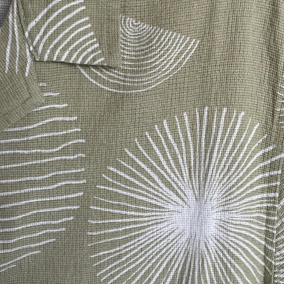Folk Jay Shirt Men’s Medium Khaki Cotton Short Sleeve Geometric Relaxed - Picture 4 of 6